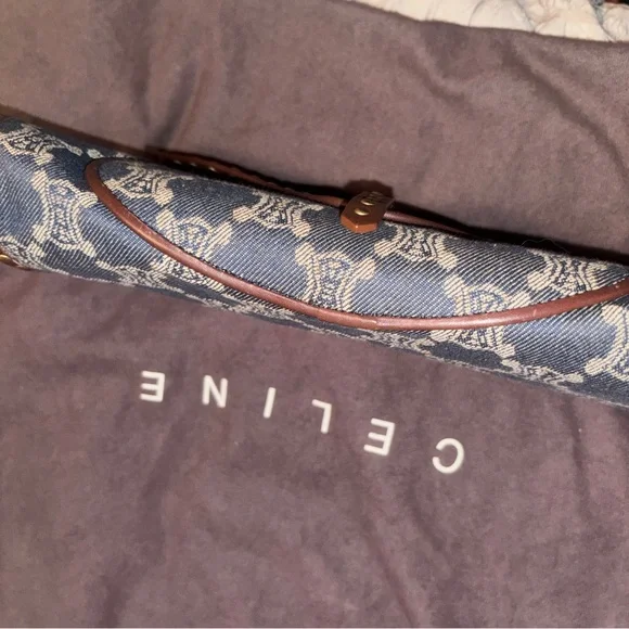 Celine Denim and Brown leather Studded Shoulder Bag - Picture 15 of 16